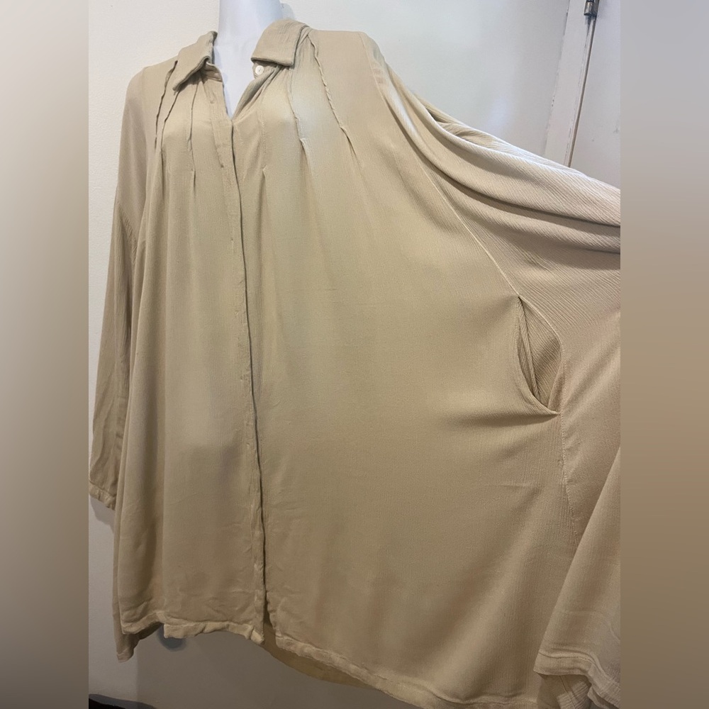 MYRAH PENALOZA Beige Kundalini Bamboo Rayon Button Gown One Size Dress. - Picture 6 of 14